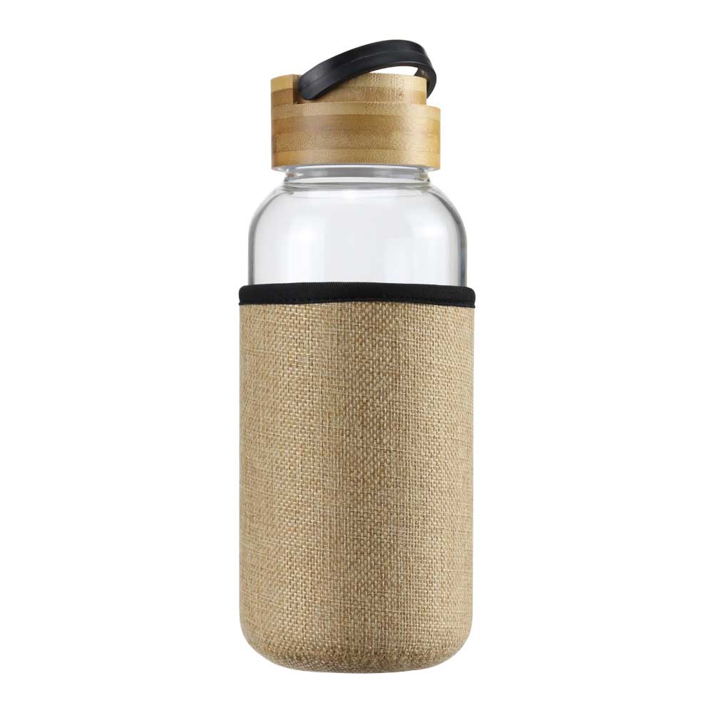 Glass Bottles with Bamboo Lid and Eco Sleeve