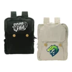 Black & Natural Cotton Backpacks with Zipper Closure - Image 6