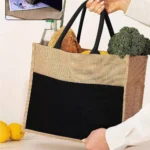 Jute bag with cotton pocket - Image 5