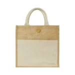 Eco-Friendly Jute Bags with Front Cotton Pocket & Button Closure