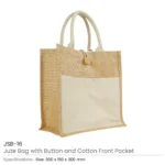 Eco-Friendly Jute Bags with Front Cotton Pocket & Button Closure - Image 4