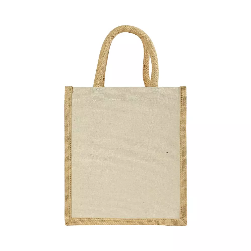Laminated Cotton Bags with Natural Jute Gusset 10 Oz