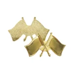 Twin Flag Metal Badges Golden Imprint Your Country Flag