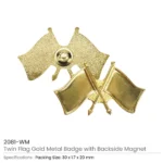 Twin Flag Metal Badges Golden Imprint Your Country Flag - Image 10